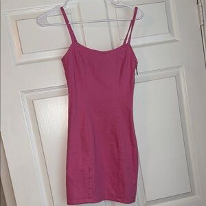Pink Spaghetti Strap Jean Dress